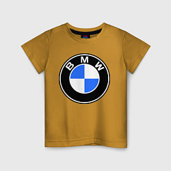 Футболка хлопковая детская Logo BMW, цвет: горчичный