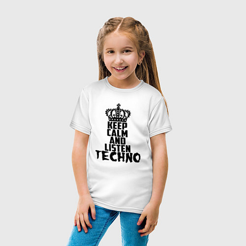 Детская футболка Keep Calm & Listen Techno / Белый – фото 4