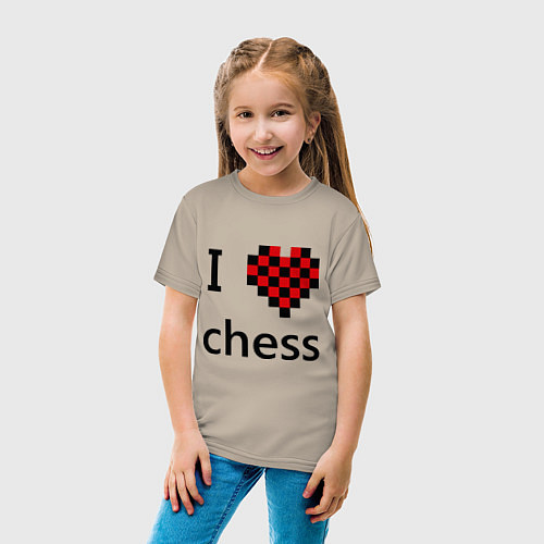 Детская футболка I love chess / Миндальный – фото 4