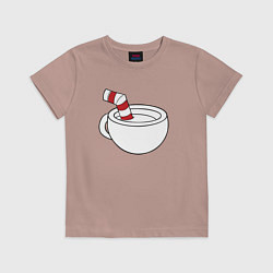 Футболка хлопковая детская Red Cuphead, цвет: пыльно-розовый