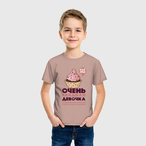 Детская футболка Очень сладкая девочка / Пыльно-розовый – фото 3