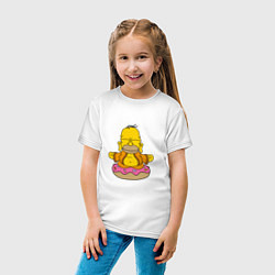 Футболка хлопковая детская Гомер на пончике, цвет: белый — фото 2