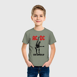 Футболка хлопковая детская AC/DC: Stiff Upper Lip, цвет: авокадо — фото 2