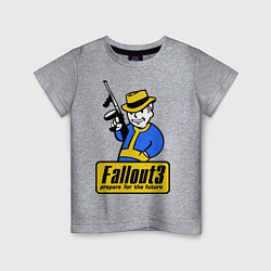 Футболка хлопковая детская Fallout 3 Man, цвет: меланж