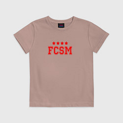 Футболка хлопковая детская FCSM Club, цвет: пыльно-розовый