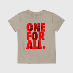 Футболка хлопковая детская Один за всех, цвет: миндальный
