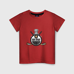 Футболка хлопковая детская Edmonton Oilers Hockey, цвет: красный