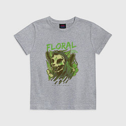 Футболка хлопковая детская Floral Cat Skull, цвет: меланж