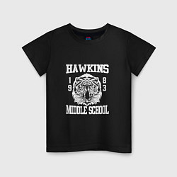 Футболка хлопковая детская Hawkins Middle School, цвет: черный