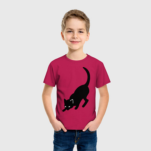 Детская футболка ЧернаяБелая кошечка / Маджента – фото 3