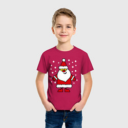 Футболка хлопковая детская Веселый Дед Мороз, цвет: маджента — фото 2