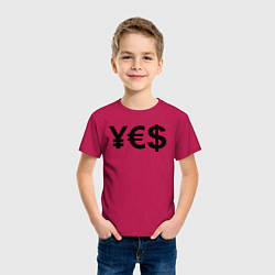 Футболка хлопковая детская YE$, цвет: маджента — фото 2