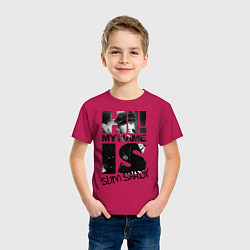 Футболка хлопковая детская My name is slim shady, цвет: маджента — фото 2