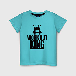 Футболка хлопковая детская WorkOut King цвета бирюзовый — фото 1