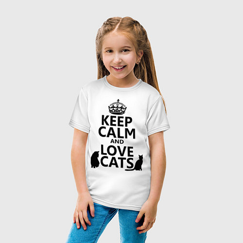 Детская футболка Keep Calm & Love Cats / Белый – фото 4
