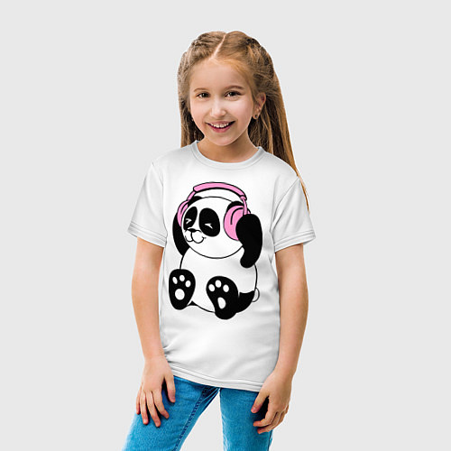 Детская футболка Panda in headphones панда в наушниках / Белый – фото 4