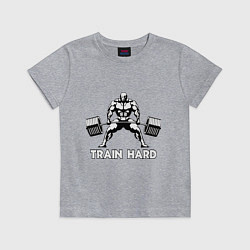 Футболка хлопковая детская Train hard тренируйся усердно, цвет: меланж