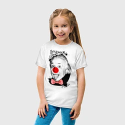Футболка хлопковая детская Альберт Эйнштейн клоун, цвет: белый — фото 2