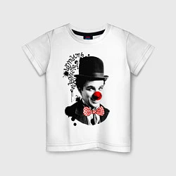Футболка хлопковая детская Чарли Чаплин клоун, цвет: белый