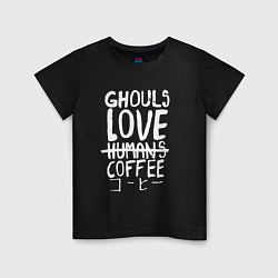 Футболка хлопковая детская Ghouls Love Coffee, цвет: черный