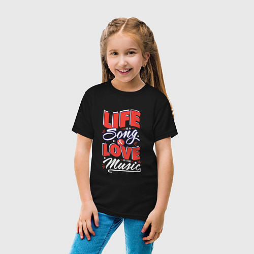 Детская футболка Life Song & Love Music / Черный – фото 4