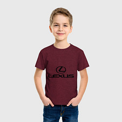 Футболка хлопковая детская Lexus logo, цвет: меланж-бордовый — фото 2