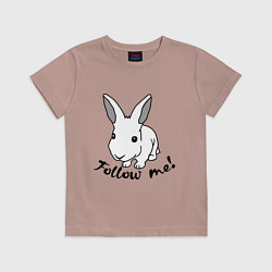 Футболка хлопковая детская Rabbit: follow me, цвет: пыльно-розовый
