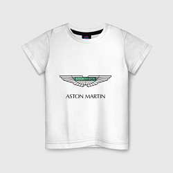 Футболка хлопковая детская Aston Martin logo, цвет: белый