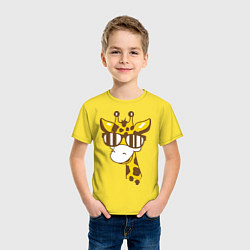 Футболка хлопковая детская Жираф в очках, цвет: желтый — фото 2
