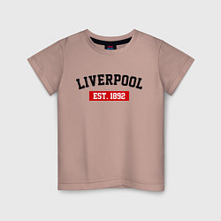 Футболка хлопковая детская FC Liverpool Est. 1892, цвет: пыльно-розовый
