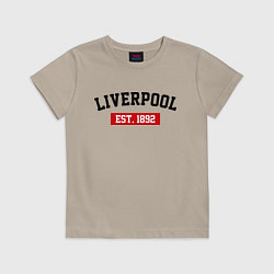 Футболка хлопковая детская FC Liverpool Est. 1892, цвет: миндальный