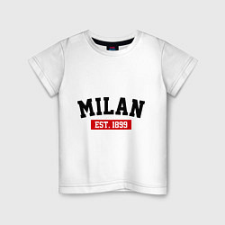 Футболка хлопковая детская FC Milan Est. 1899, цвет: белый