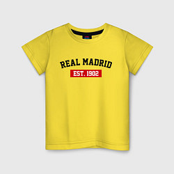 Футболка хлопковая детская FC Real Madrid Est. 1902, цвет: желтый