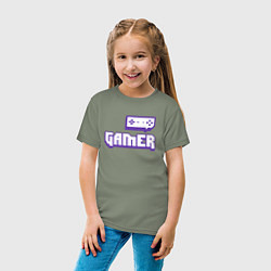 Футболка хлопковая детская Twitch Gamer, цвет: авокадо — фото 2