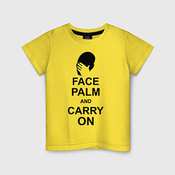 Футболка хлопковая детская Face palm and carry on, цвет: желтый