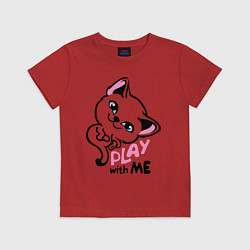 Футболка хлопковая детская Cat: Play with me, цвет: красный