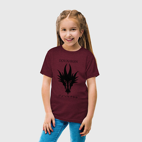 Детская футболка DRAGON DOVAHKIIN / Меланж-бордовый – фото 4
