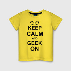 Футболка хлопковая детская Кeep calm and geek on, цвет: желтый