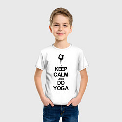 Футболка хлопковая детская Keep Calm & Do Yoga, цвет: белый — фото 2