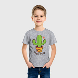 Футболка хлопковая детская Cactus: free hugs, цвет: меланж — фото 2