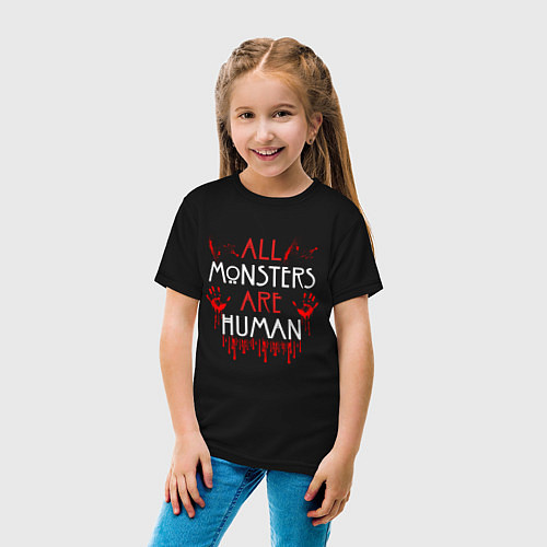 Детская футболка ALL MONSTERS ARE HUMAN / Черный – фото 4