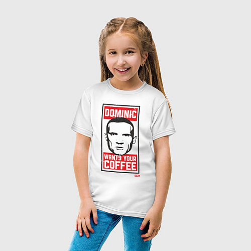 Детская футболка Dominic wants your coffee / Белый – фото 4
