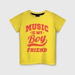 Футболка хлопковая детская Music is my boyfriend, цвет: желтый