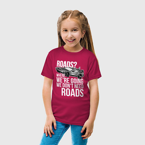 Детская футболка We don't need roads / Маджента – фото 4