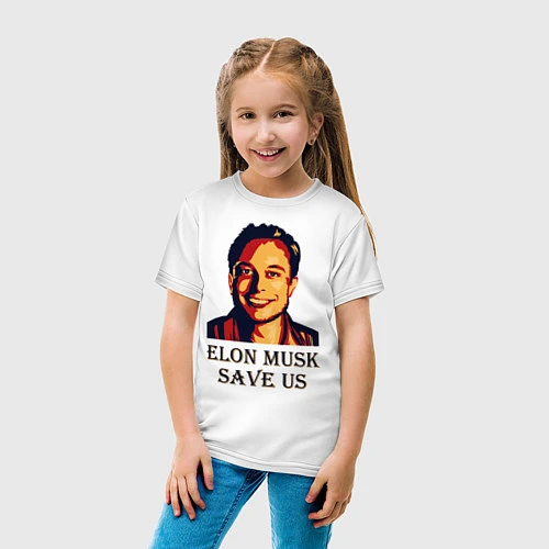 Детская футболка Elon Musk: Save Us / Белый – фото 4