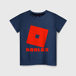 Футболка хлопковая детская Roblox Logo, цвет: тёмно-синий