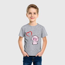 Футболка хлопковая детская Pig Love, цвет: меланж — фото 2