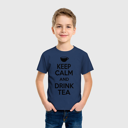 Детская футболка Keep Calm & Drink Tea / Тёмно-синий – фото 3