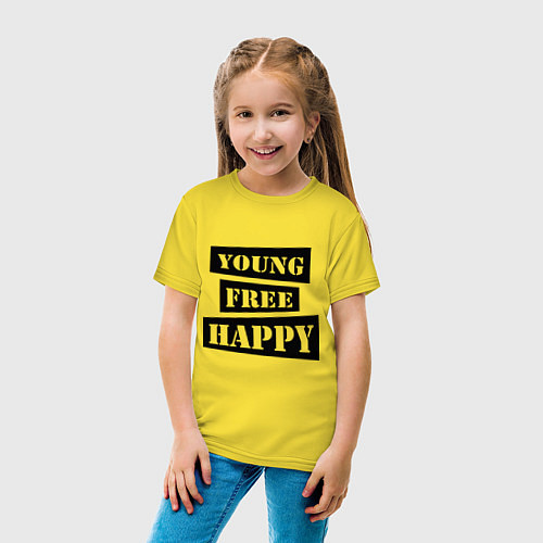 Детская футболка Young free happy / Желтый – фото 4