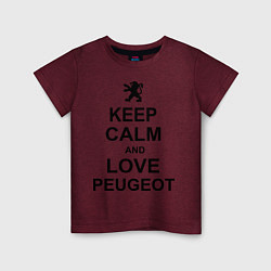 Футболка хлопковая детская Keep Calm & Love Peugeot, цвет: меланж-бордовый